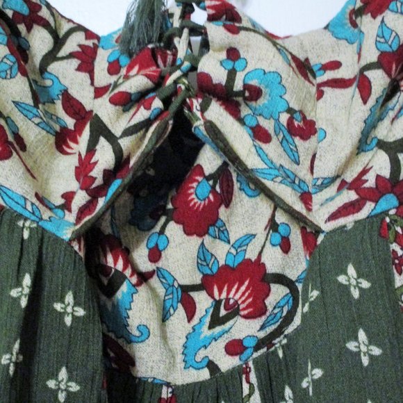 Farm Rio Floral Peacock Green Mixed Print Halter Top Blouse Sz P NWT - Picture 6 of 9
